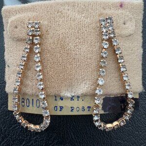 Bamberger's Vintage earrings-Gold finish-Crystal stones